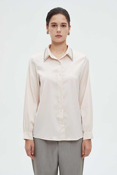 mica Embellished Collar Long Sleeve Blouse