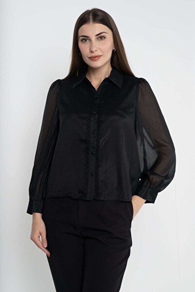 mica قميص نسائي سادة بأكمام طويلة