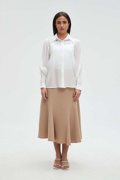 mica Women's Long Sleeve Blouse with Shoulder Pattern