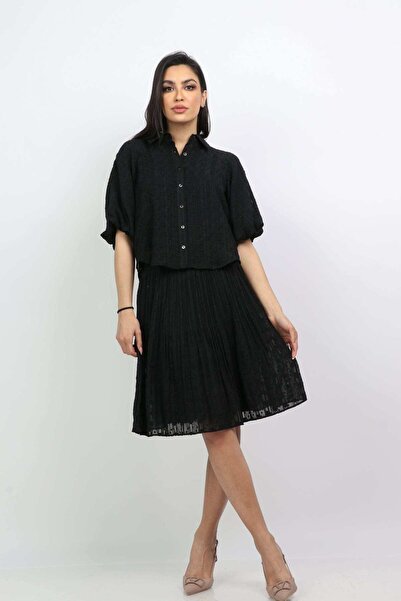 mica Women's Puff Sleeve Lace Trim Shirt with Front Buttons