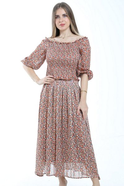 mica Women's Floral Midi Flared Skirt