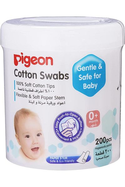 Pigeon Cotton Swabs Soft Paper Stem, 200 Pieces - Pack of 1