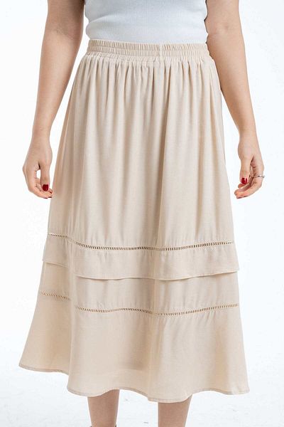 mica Women's Tiered Solid Skirt with High Waist