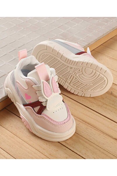 Babyoye Slip On Sneakers with 3D Ear Applique - Pink & White