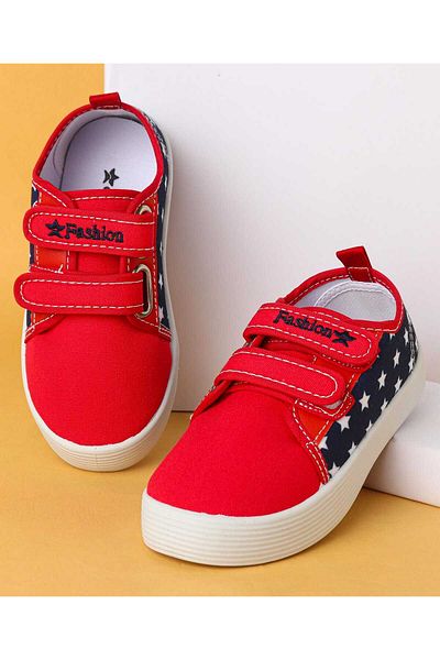 Cute Walk by Babyhug Cute Walk by Babyhug Velcro Closure Casual Shoes with Star Print - Red