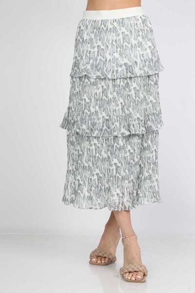 mica Printed Layered Chiffon Midi Skirt in Snake Skin Pattern -