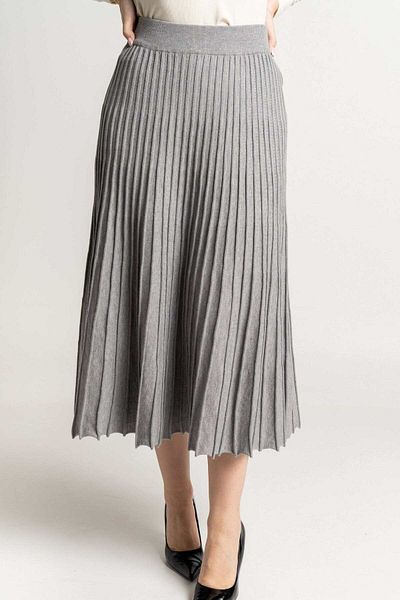 mica Solid Pleated Midi Skirt