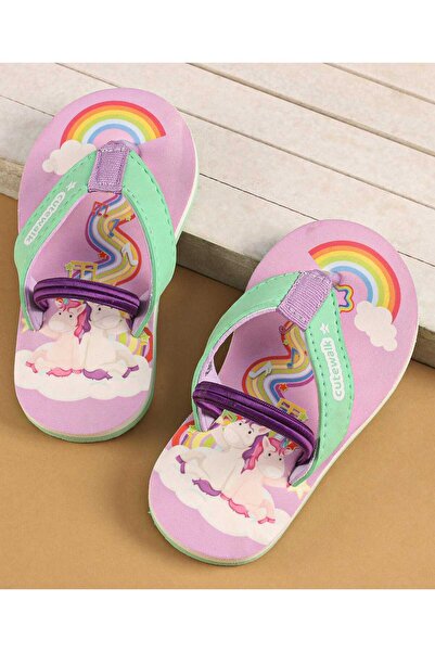 Cute Walk by Babyhug Cute Walk by Babyhug Flip Flops with Back Strap Closure & Unicorn Print - Pink