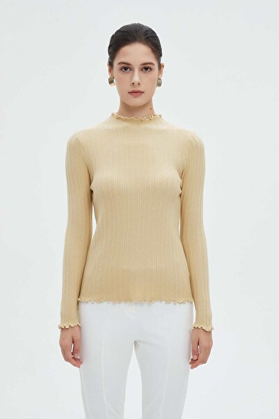 mica بلوزة نسائية شتوية بأكمام طويلة ورقبة عالية