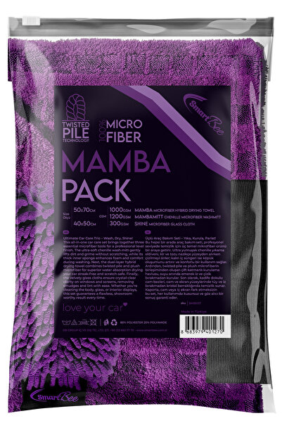 SmartBee MAMBAPACK Hybrid Twisted Pile Mikrofiber Oto Yıkama Paketi – Mor