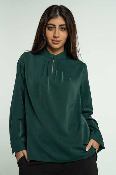 mica Loose-Fit Long Sleeve Solid Blouse
