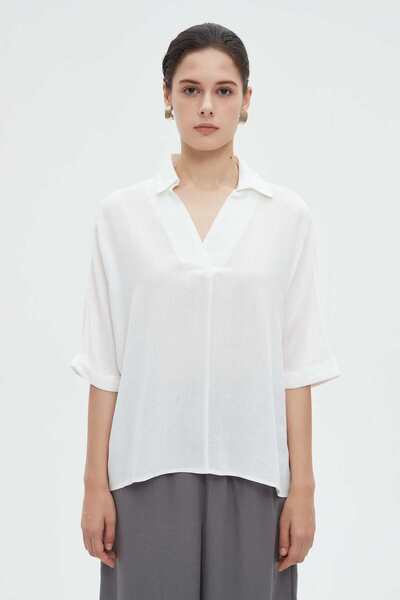 mica بلوزة سهرة نسائية بأكمام قصيرة وفتحة رقبة