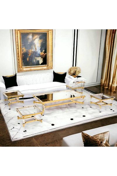 Al Saada Home طقم طاولات شاي أكريليك - ٥ قطع