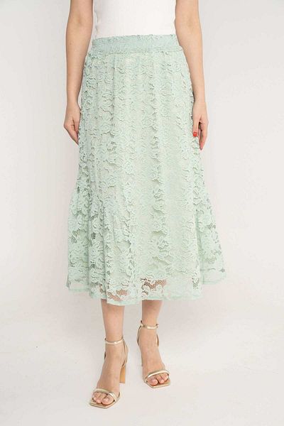 mica Women's High-Waisted Sheer Midi Skirt with Lining