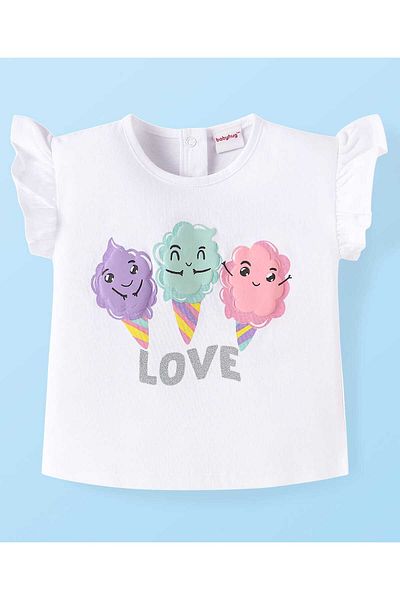 Babyhug بلوزة وتنورة بطبعة آيس كريم - أبيض ووردي