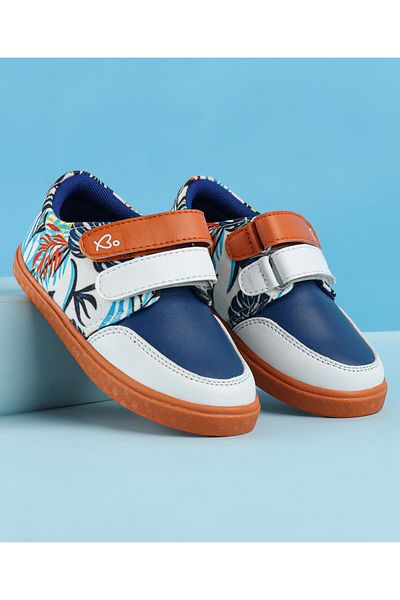Babyoye Velcro Closure Casual Shoes with Leaf Print - Brown/White