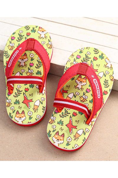 Cute Walk by Babyhug Cute Walk by Babyhug Flip Flops with Backstrap Closure & Animal Print - Red