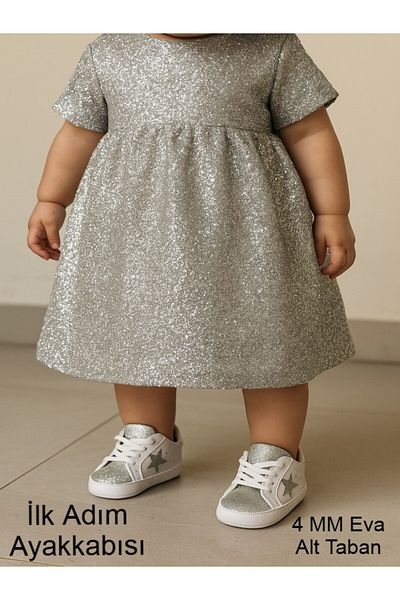 Patika Bebek First Step Shoes Made of Glittering Night Shining Glitter Fabric for Wedding Invitations and Nights