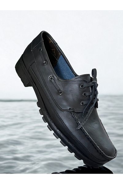 GÜR MODA AYAKKABI Large Size Orthopedic Rubber Sole Genuine Leather Inner and Outer Daily Classic Shoes
