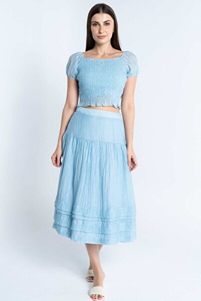 mica Wide High-Waisted Midi Skirt