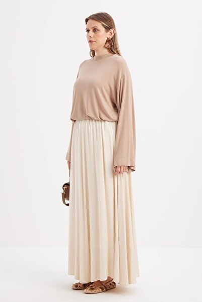 ALLDAY Ekru-Lastikli Basic Etek