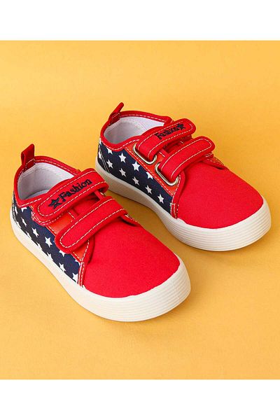 Cute Walk by Babyhug Velcro Closure Casual Shoes with Star Print - Red