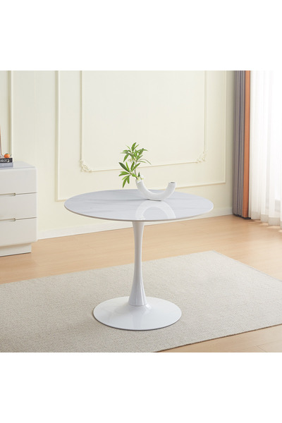 Home Box طاولة طعام مستديرة من الحجر المسحوق من إلفيس، تتسع لأربعة أشخاص