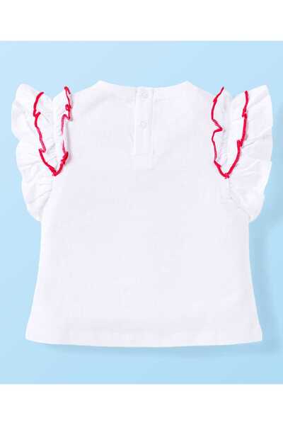 Babyhug Top & Skirt Set with Heart Print - White & Red