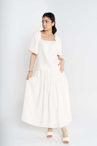 mica Women's Ruffled Layered Midi Skirt