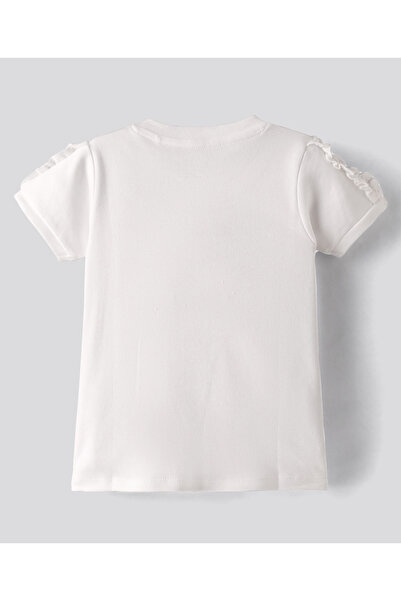 Bonfino 100% Cotton T-Shirt & Shorts Set with Floral Embroidery - White & Pink