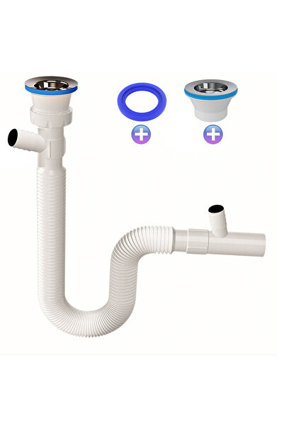 DESIPHON Çift Girişli Lavabo Sifonu – Bulaşık ve Çamaşır Makinesi Uyumlu | Sı...