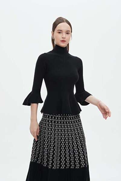mica Women's Solid High Neck 3/4 Sleeve Blouse for Work