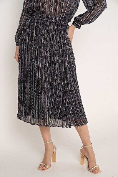 mica Striped Midi Skirt