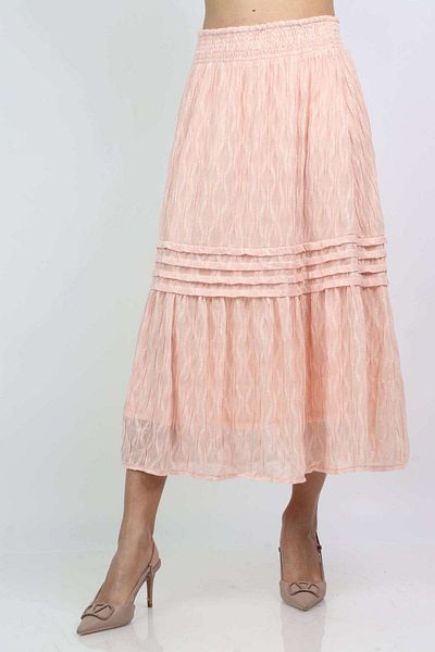 mica Embroidered Beaded Two-Layer Midi Skirt