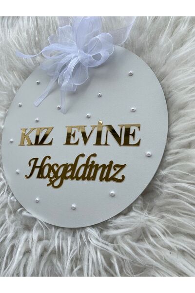 HOBİ55 Welcome to the Bride's Home Gold Plexiglass Written Door Ornament
