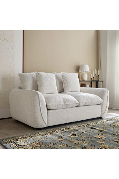 Home Box أريكة كلايتون القماشية ذات المقعدين مع وسادتين