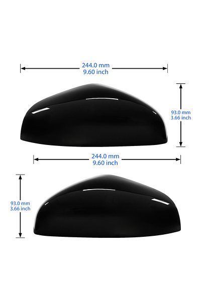 Choice 1 Pair For 2017-22 Ford Fiesta MK8 Door Wing Side Mirror Cover Caps Gloss Black
