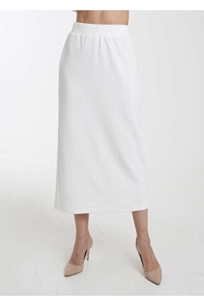 mica Women's Solid Ribbed Midi Skirt