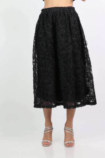 mica Embroidered Women's Midi Flared Skirt