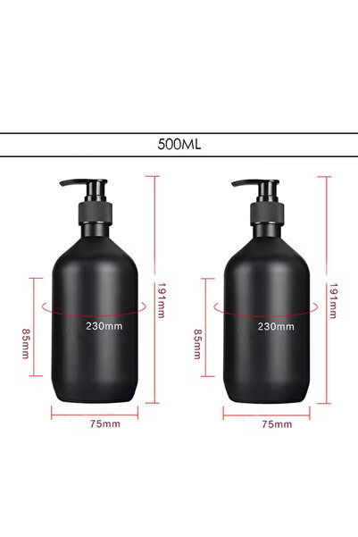 Choice 500 مل - قطعتان، موزع صابون سائل أسود غير لامع 300/500 مل، شامبو وبلسم وغسول للجسم قابل لإعادة التعبئة