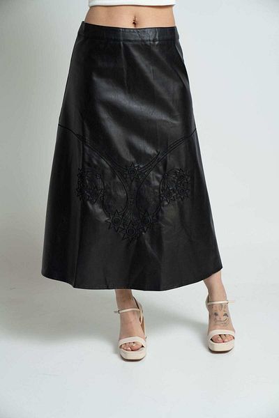mica Women's Solid Leather Formal Skirt