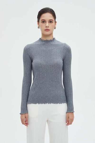 mica Women's Long Sleeve Winter Blouse with High Neck