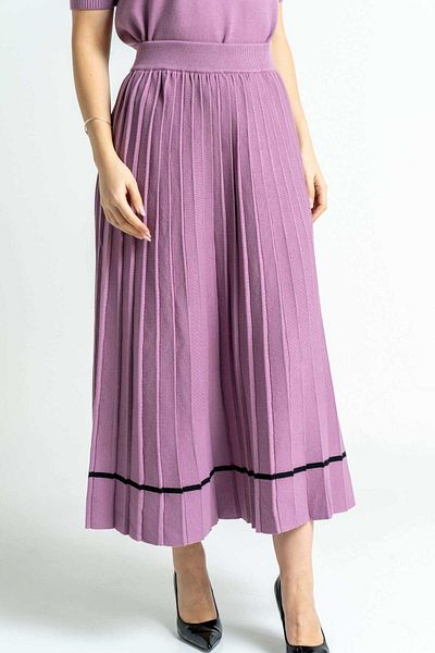 mica Pleated Woven Midi Skirt