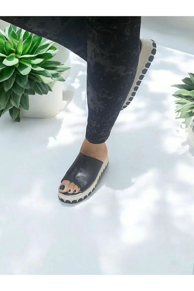 GokceKundura06 Women's Anatomical Insole Real Soft Leather Home and Outdoor Slippers