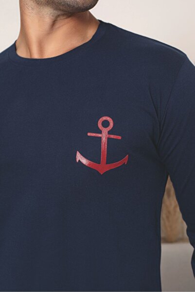 FORMO Erkek %100 Pamuk Lacivert Uzun Kollu Kaliteli Rahat Battal Pijama Takımı