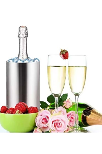 Jenisa Paslanmaz Çelik Şampanya & Şarap Soğutucu – Buz Kovası, Modern Silindirik Tasarım