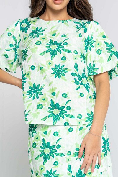 mica Plain Long Short Sleeve Blouse