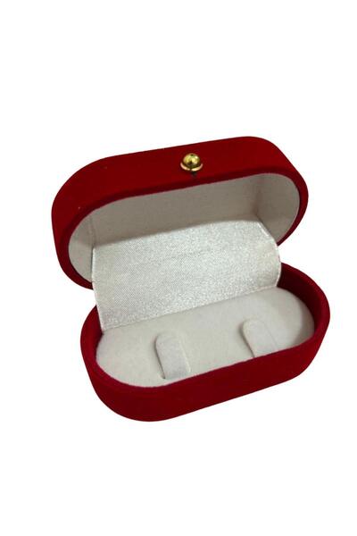 Beyisa Kırmızı Kadife İkili Yüzük Kutusu Pırlanta Tektaş Yüzük Evlilik Teklif...