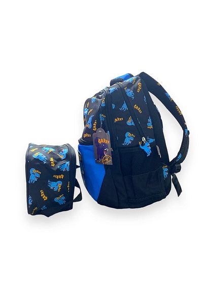 GENC DIJITAL BASKI Rucsac pentru școală primară Relaxion Dinozaur cu 4 compartimente (Calitate 1 de lux) + Cutie de prânz