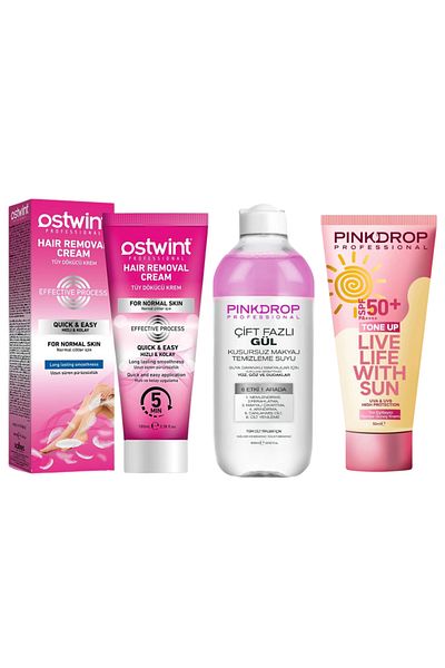 Ostwint Hair Removal Cream Normal Skin 100ml Pinkdrop 3 in 1 Micellar Water 400ml Sun Cream SPF 50+ 90ml